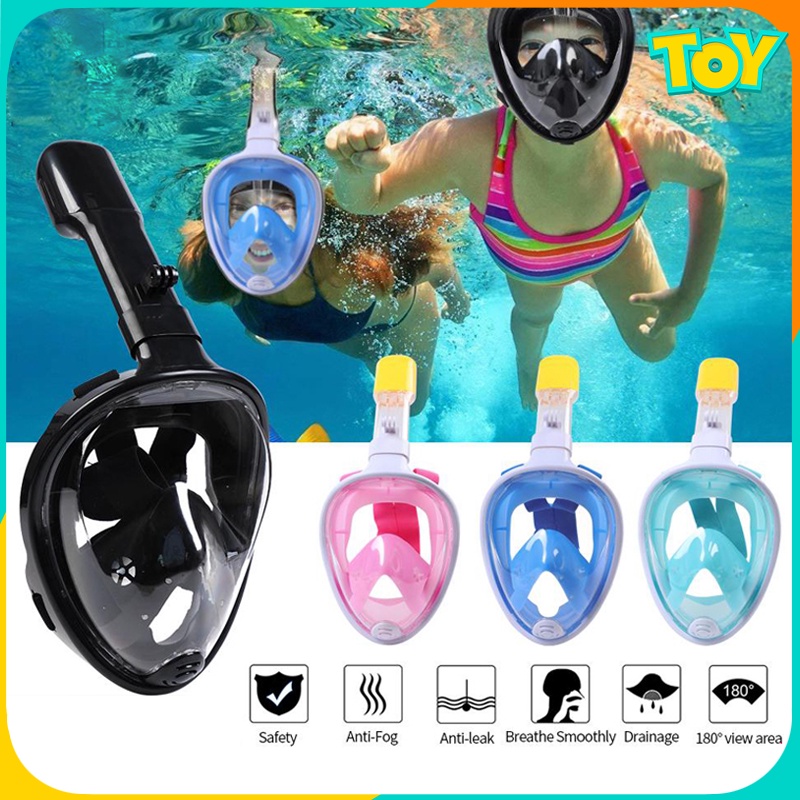 Full Face Snorkel Mask Leak Proof Easy Breathing Dive Mask Goggle Set ...