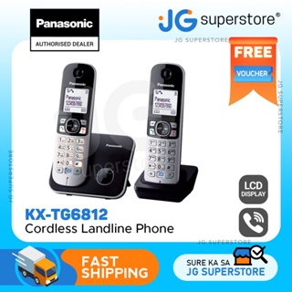 Panasonic KX-TG6812 Wireless Cordless Telephone Landline with Multible Handets Capability, Power Bac