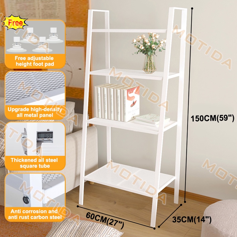 Book Shelf Metal shelf 4 Tier Storage LERBERG Style Organizer Rack