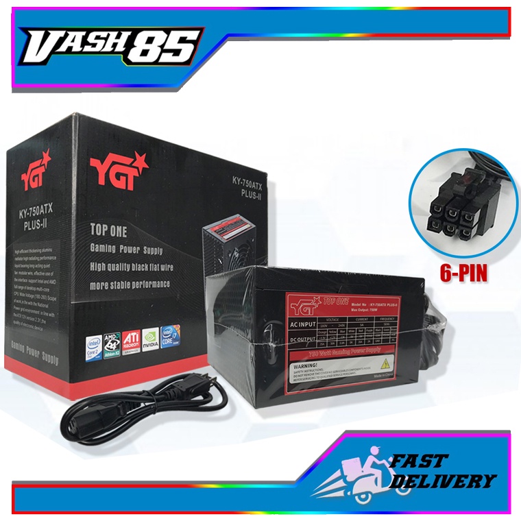 YGT TOP ONE 750w KY750ATX SEMI TRUE RATED Power Supply Unit