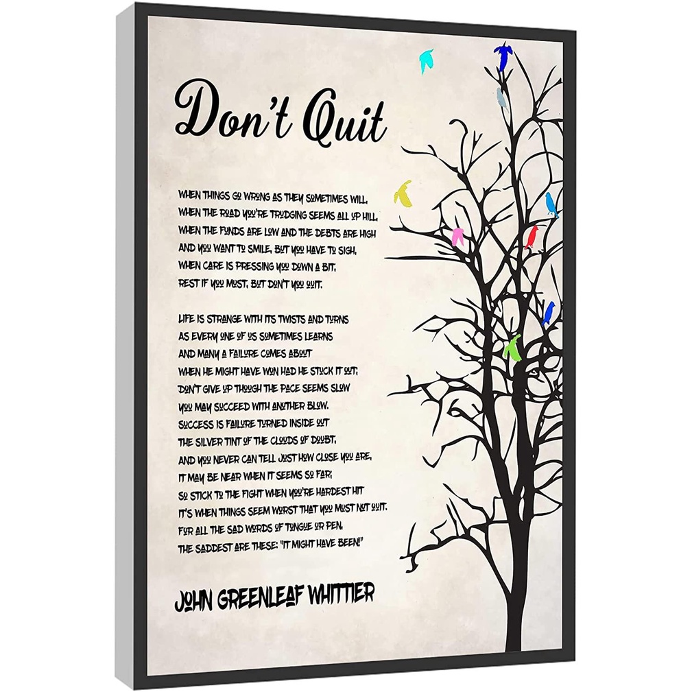 Dont Quit Poem Wall Art John Greenleaf Whittier Quote Poster