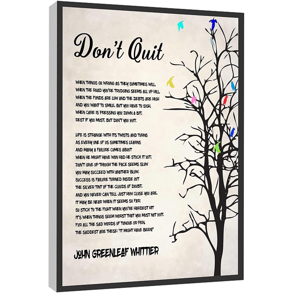 Dont Quit Poem Wall Art John Greenleaf Whittier Quote Poster 