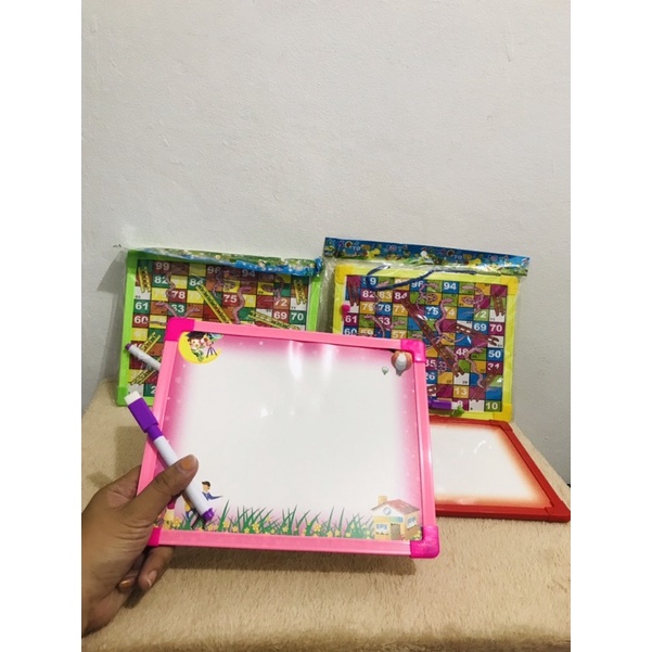 2in1 Whiteboard Educational Learning Toy with Snake and Ladder Shopee