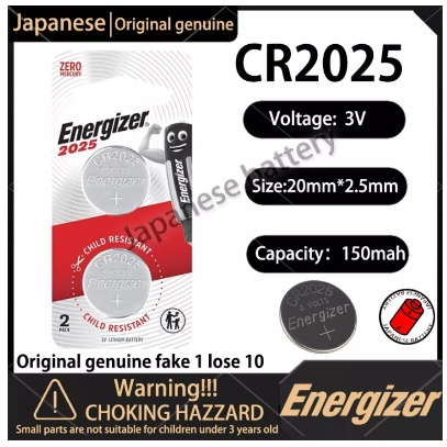 Energizer CR2025 CR 2025 CR-2025 Coin Cell Button 3V Lithium Battery (2 ...