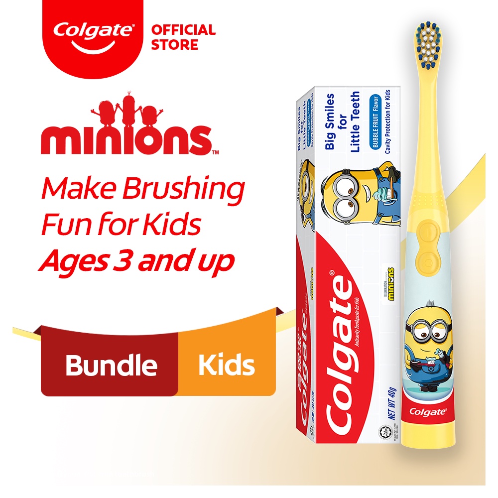 Colgate Kids Minions Electric Toothbrush + Colgate Minions Kids' Toothpaste Bundle For Kids 3