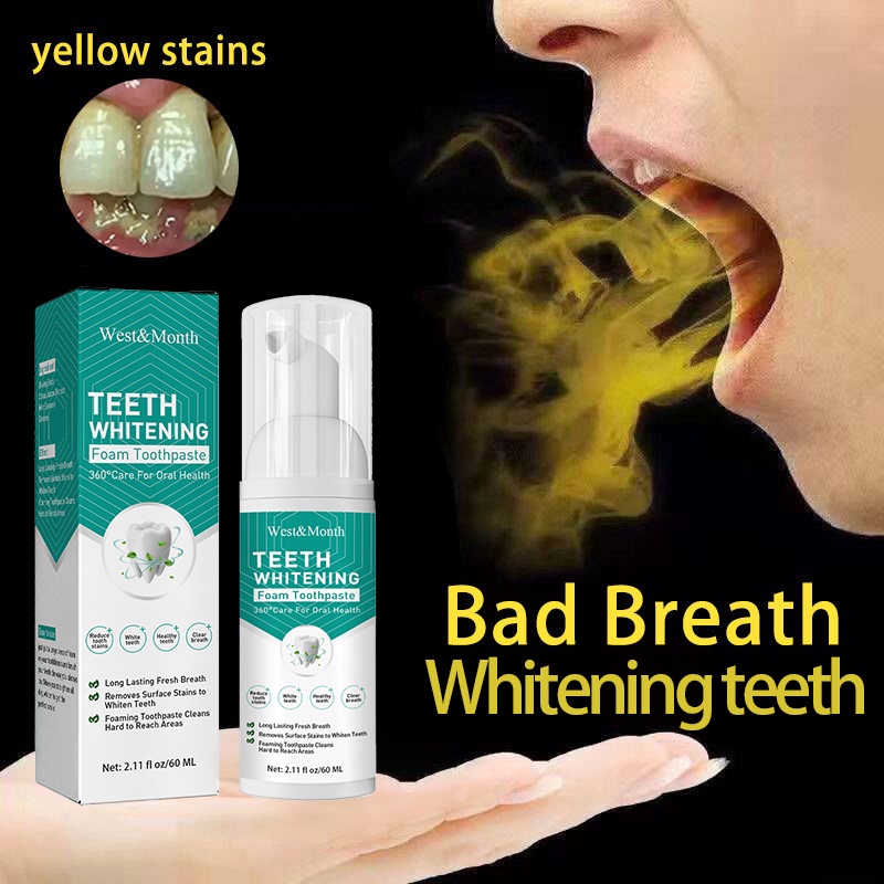 Teeth Whitening Mousse Toothpaste Remove Plaque Oral Odor Cleansing ...