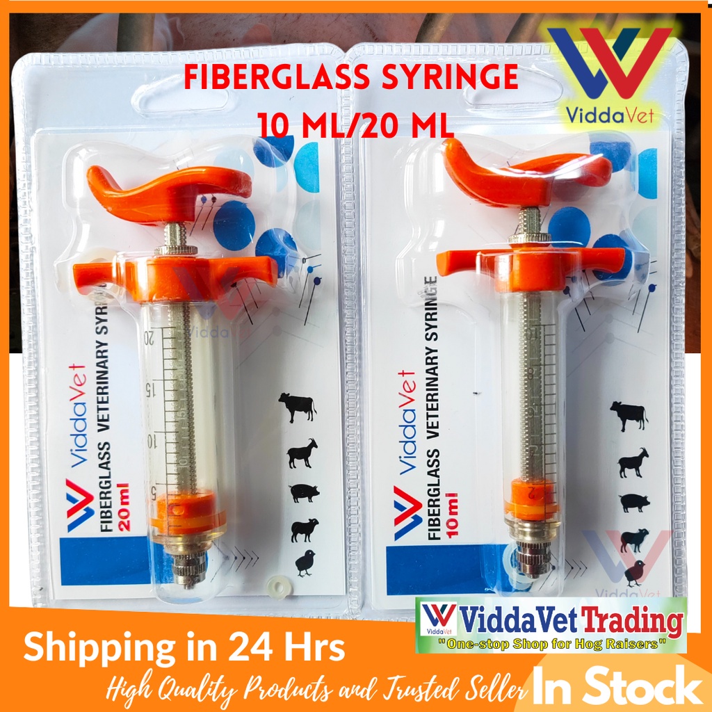 10 mL/20 ml Orange Fiberglass syringe Viddavet 10 ml/20 ml syringe for ...