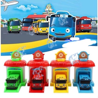 4In1 Tayo The Little Bus With Parking Tower Pullback Car Children’S Model Set`