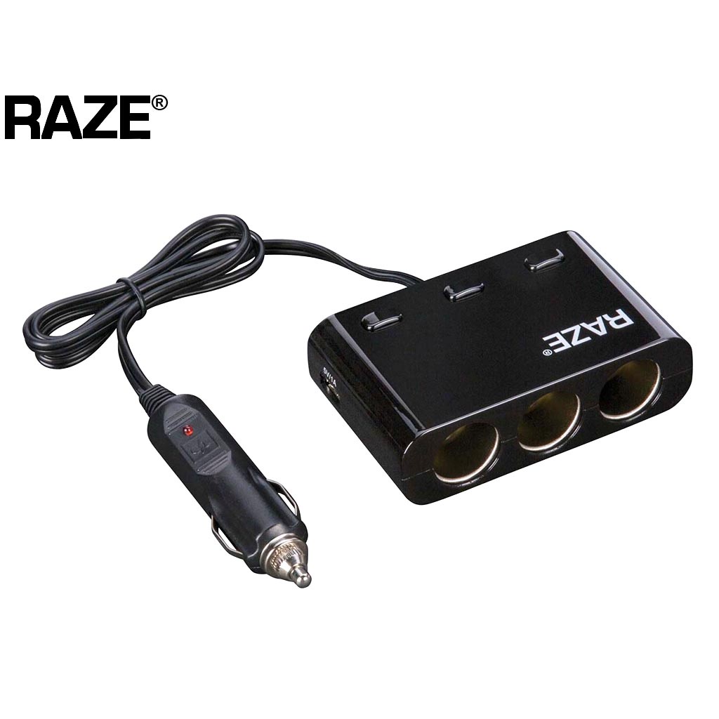 Raze Dual USB Charging Port 3 in 1 Adapter 12/24V Car Charger Socket