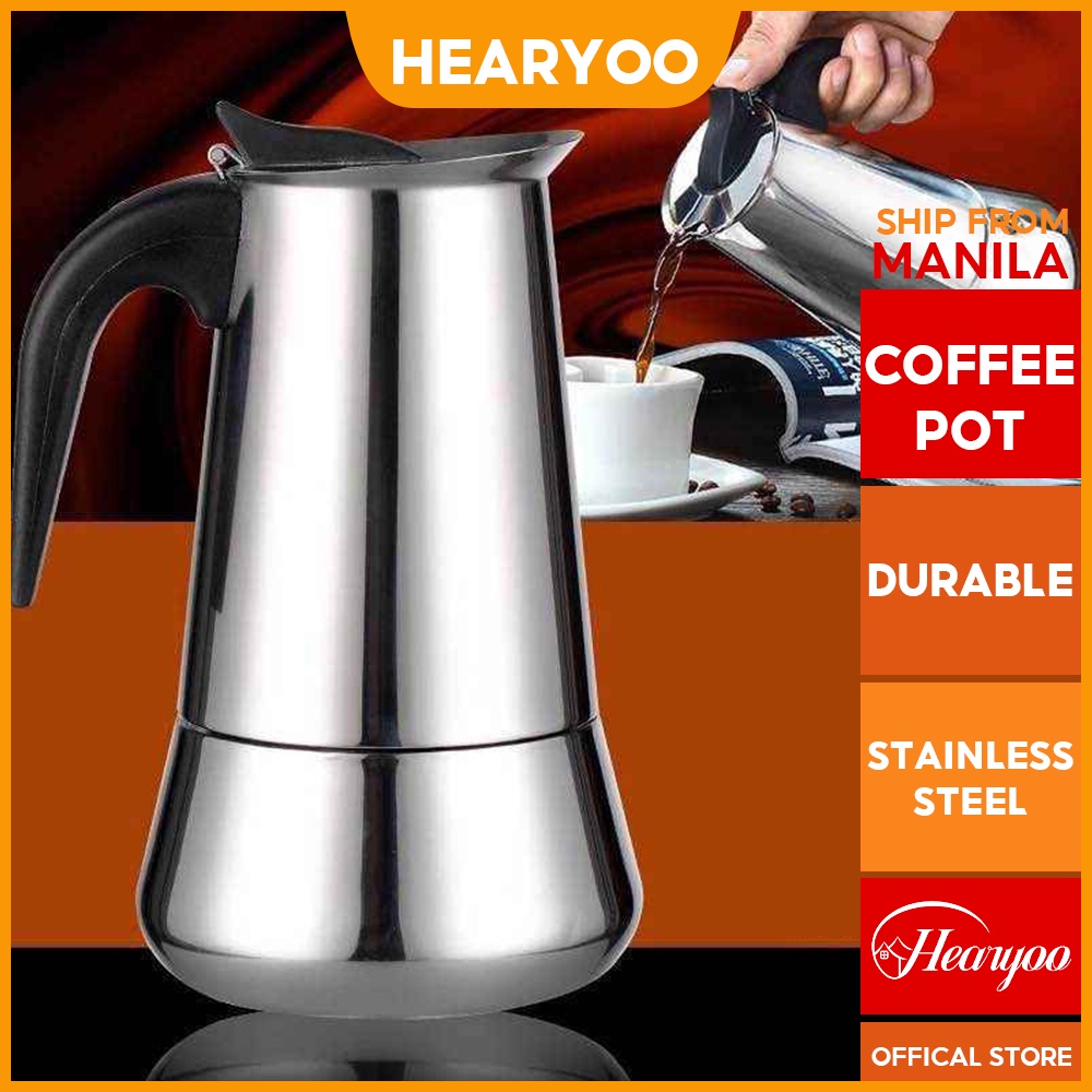 Hearyoo Best Quality Moka Pot Stainless Steel Coffee Pot Mocha Pot