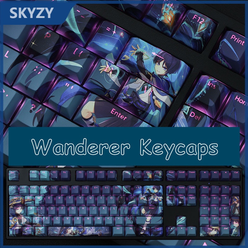 Wanderer Keycaps Cherry Profile Genshin Impact Balladeer PBT Dye Sub