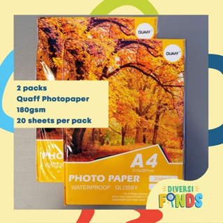 2 PACKS 180gsm Quaff Waterproof Glossy Photo paper Photopaper Photopapers A4 Size