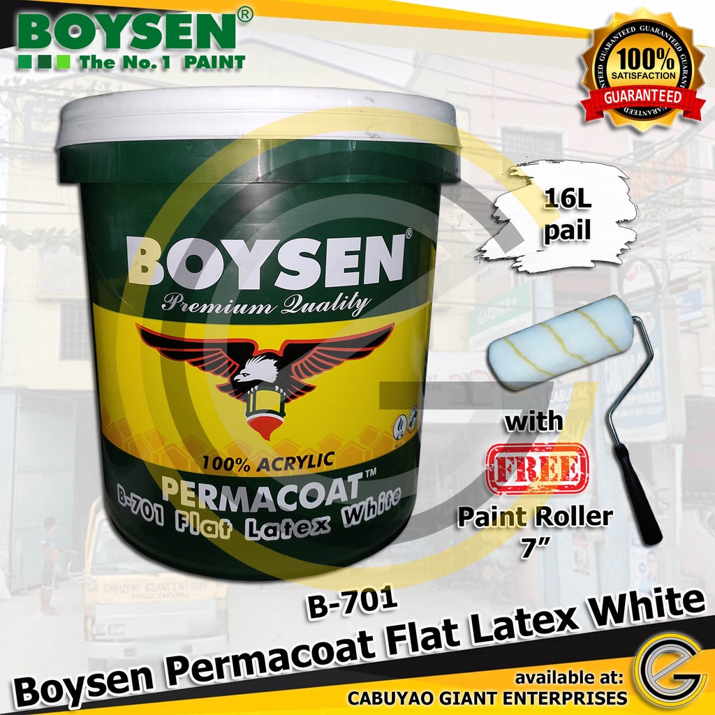 Boysen Permacoat Flat Latex White B-701 16L Pail (solo Or With Free ...