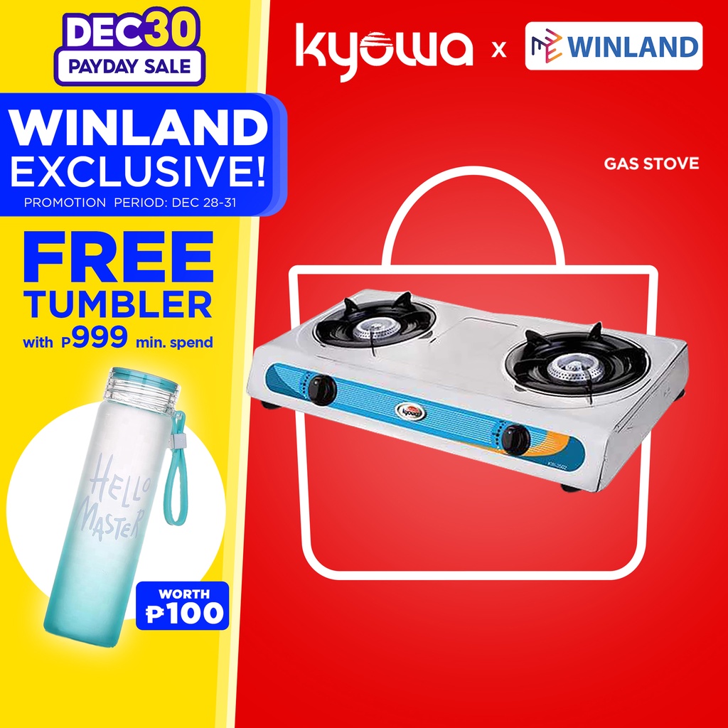 KYOWA by Winland Stainless Steel Double Burner Gas Stove with Cast Iron