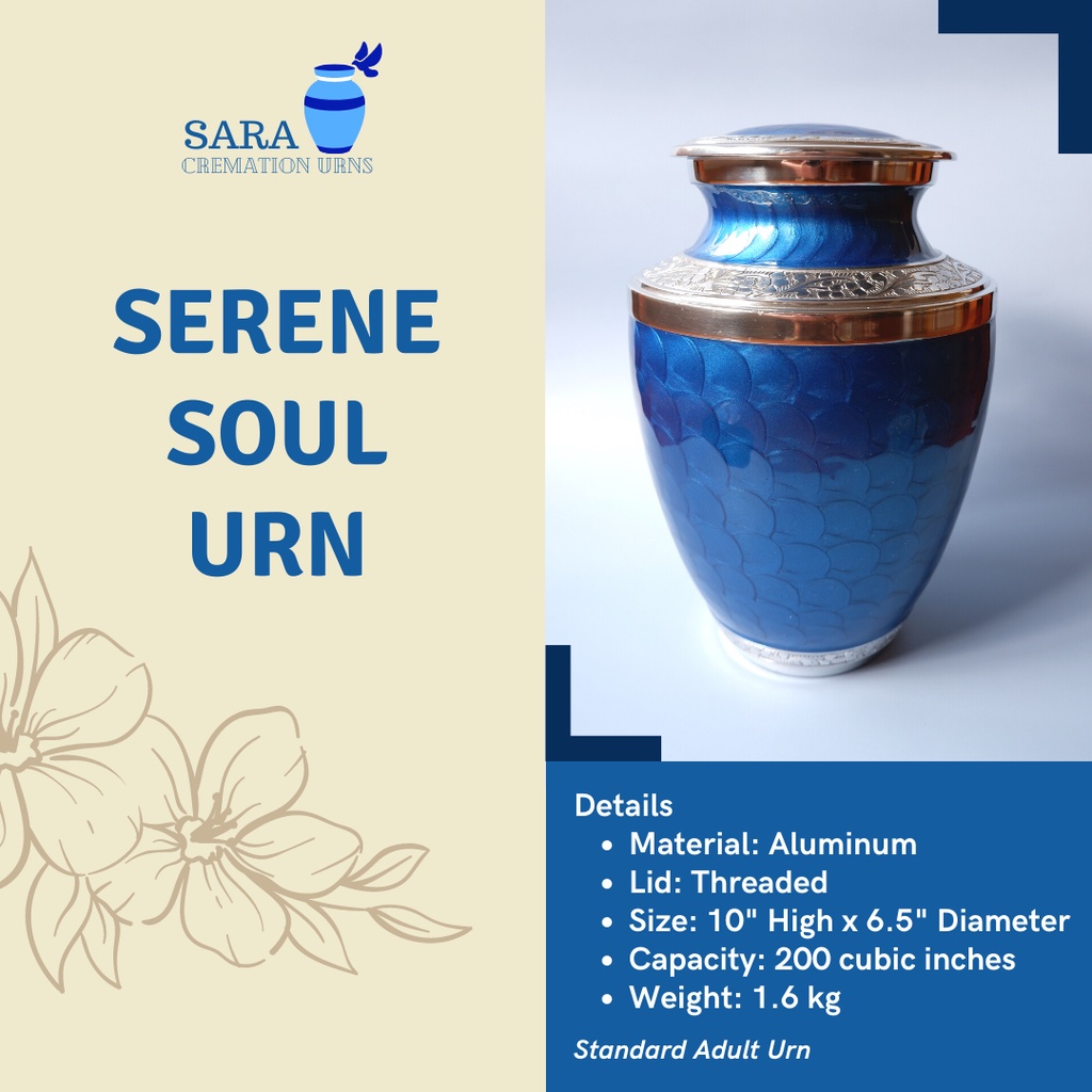 [saraurnsph] Serene Soul Aluminum Urn Cremation Urn Jar Blue Urn Metal