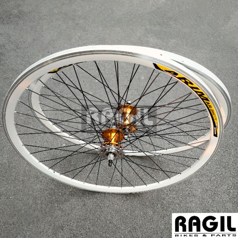 PUTIH Bicycle WHEELSET 700C A RIM ARIM DOUBLE WALL 3cm ALLOY HOLE 36H