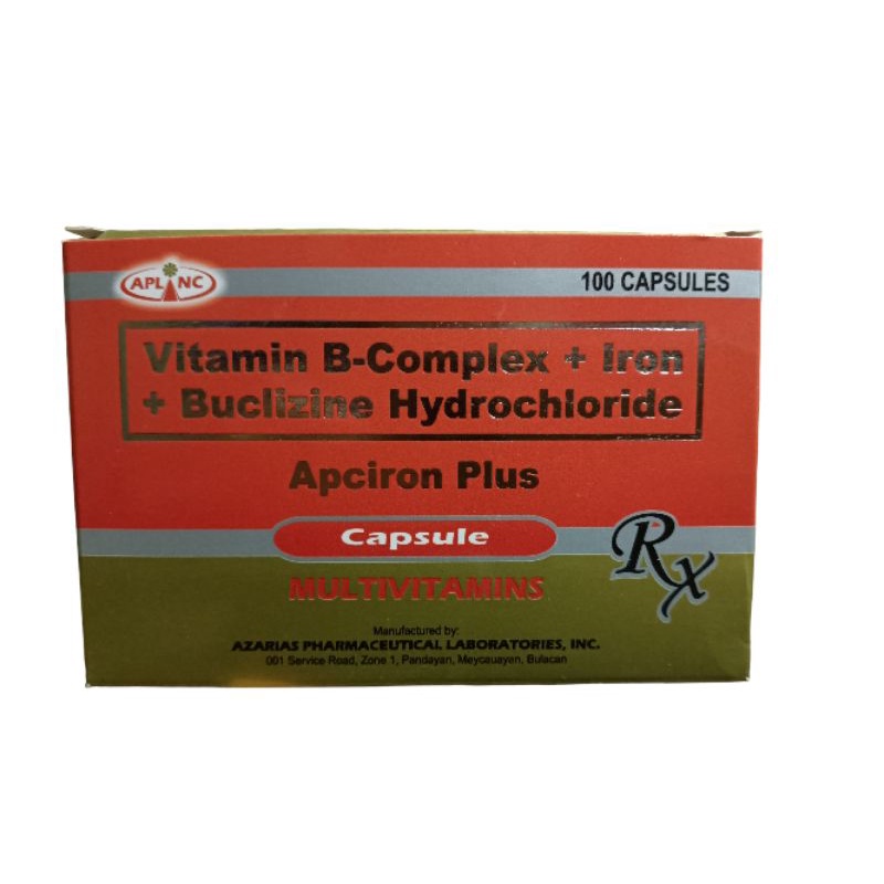 APCIRON PLUS Vitamin + Iron + Buclizine Hydrochloride Capsule