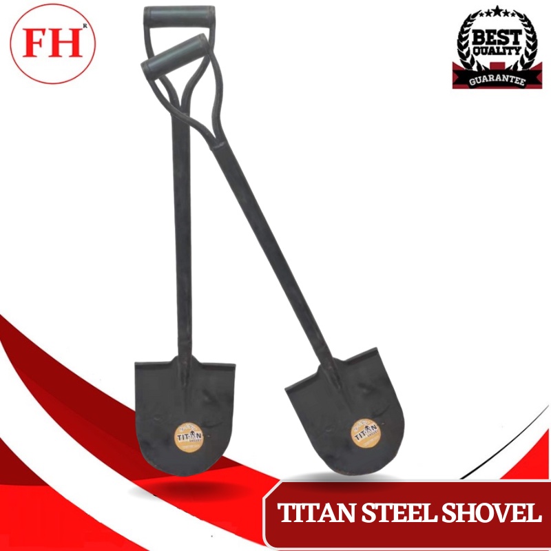 TITAN Shovel Round Pointed Matte Black HighQuality Steel Shovel