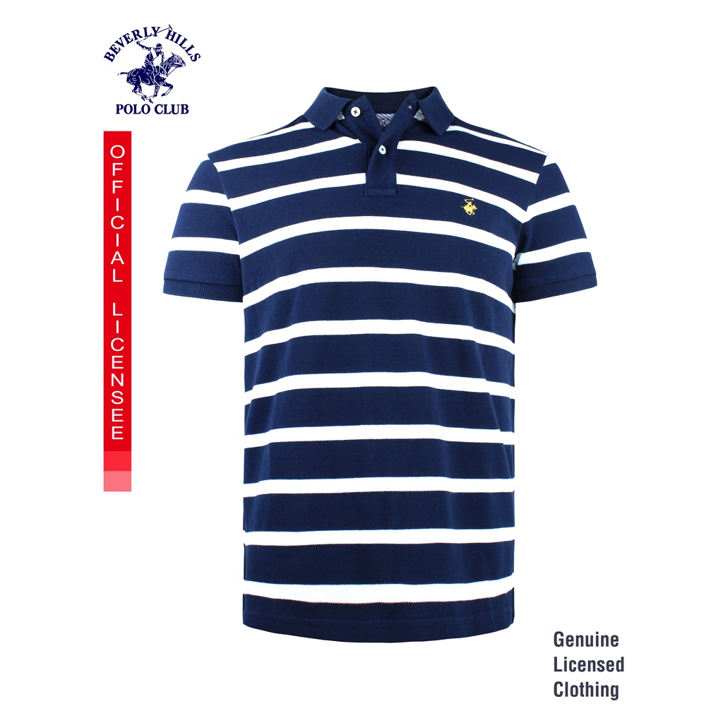 Beverly Hills Polo Club Men's Polo Shirt in Stripes Navy 22AG428 | Shopee  Philippines