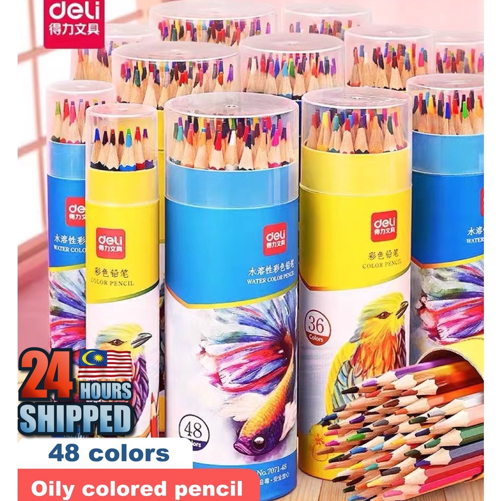Deli Colored Pencils 48 Colors Erasable Color Pen Set for Coloring
