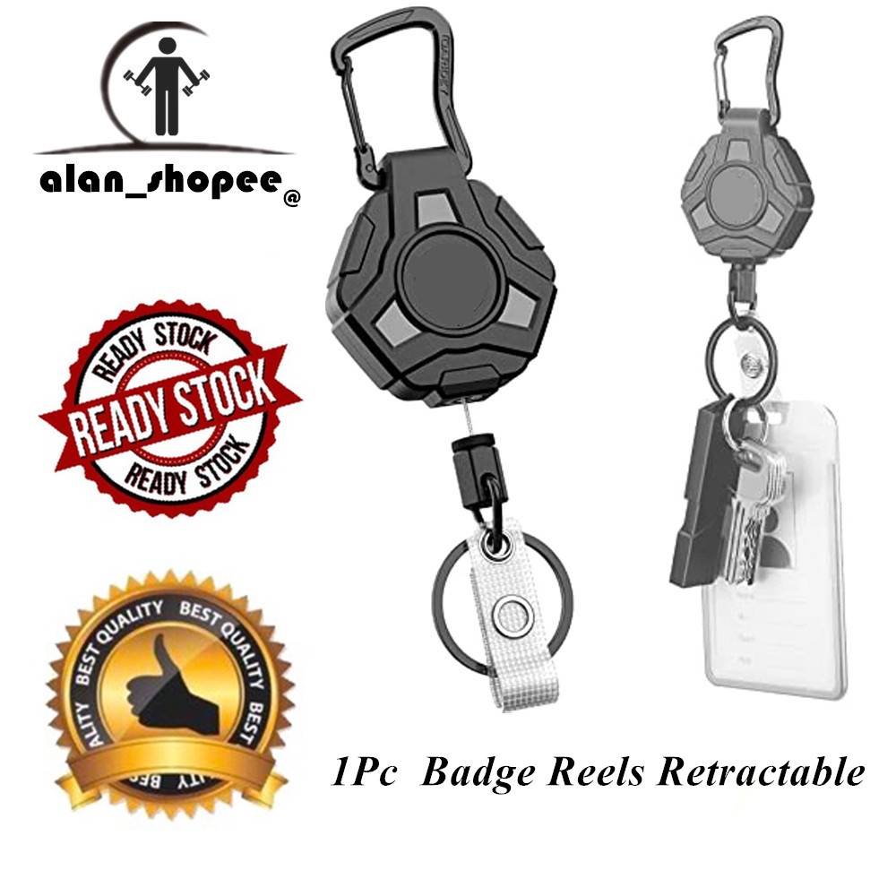 1 Pack Badge Reels Retractable, Heavy Duty Retractable Keychain ...