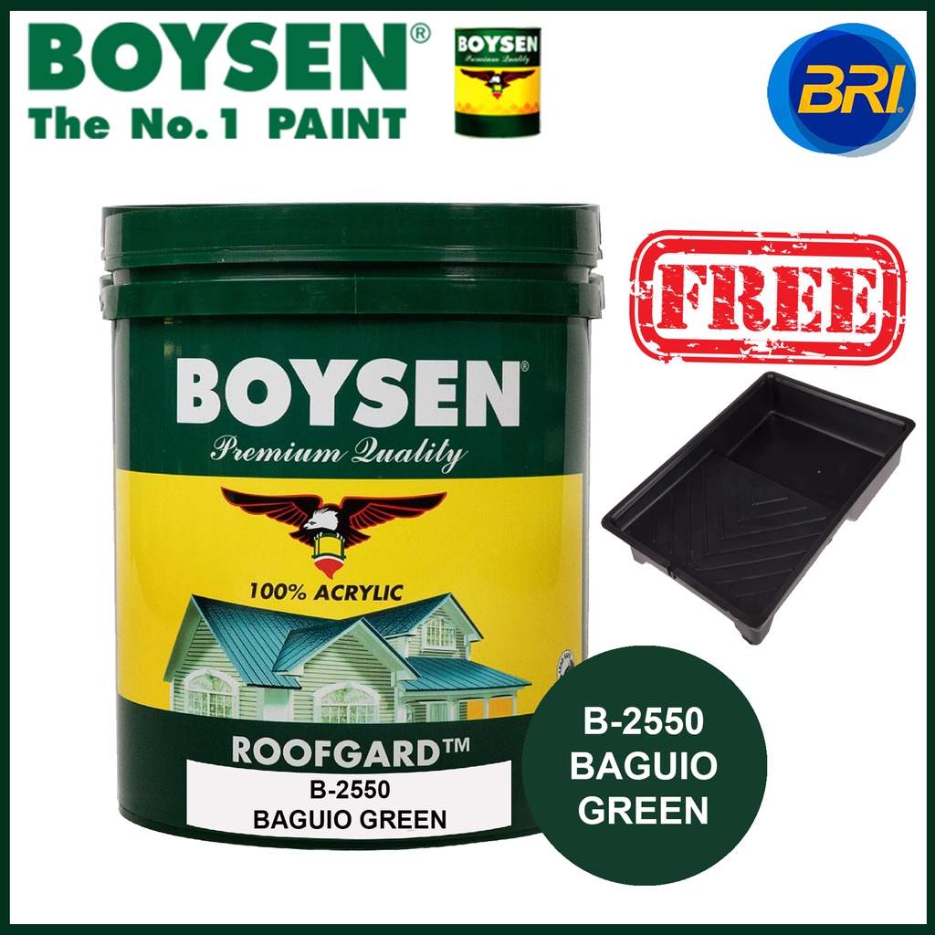 Boysen Roofgard B2550 Baguio Green 16L w/ Free Roller Paint Tray Shopee Philippines