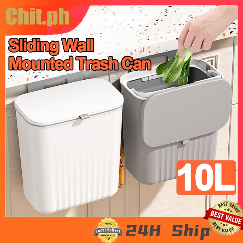 CHIT 9L Kitchen Trash Can With Cover Household Sliding Wall Mounted   Sg 11134201 22120 4e9jb3crrzkv6f