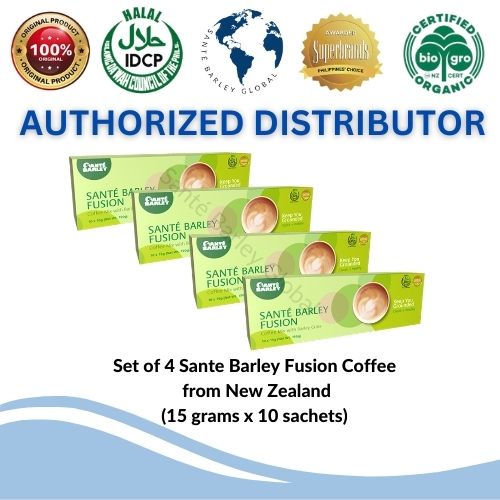 Set of 4 Sante Barley Fusion Coffee from New Zealand (15 grams x 10 sachets)