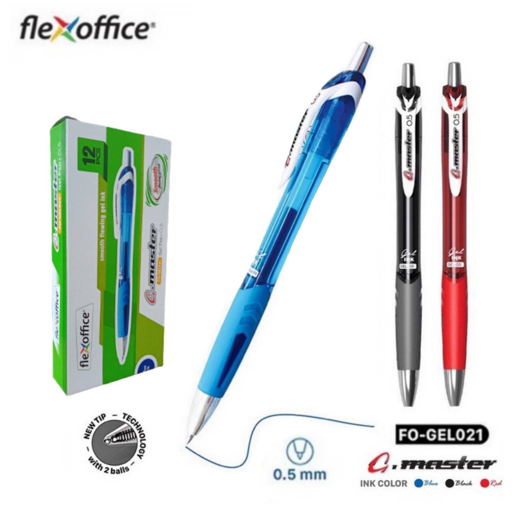 Flexoffice Pen Ballpoint Gel Push 0.5mm Touchie FOGEL021 (12 Sticks