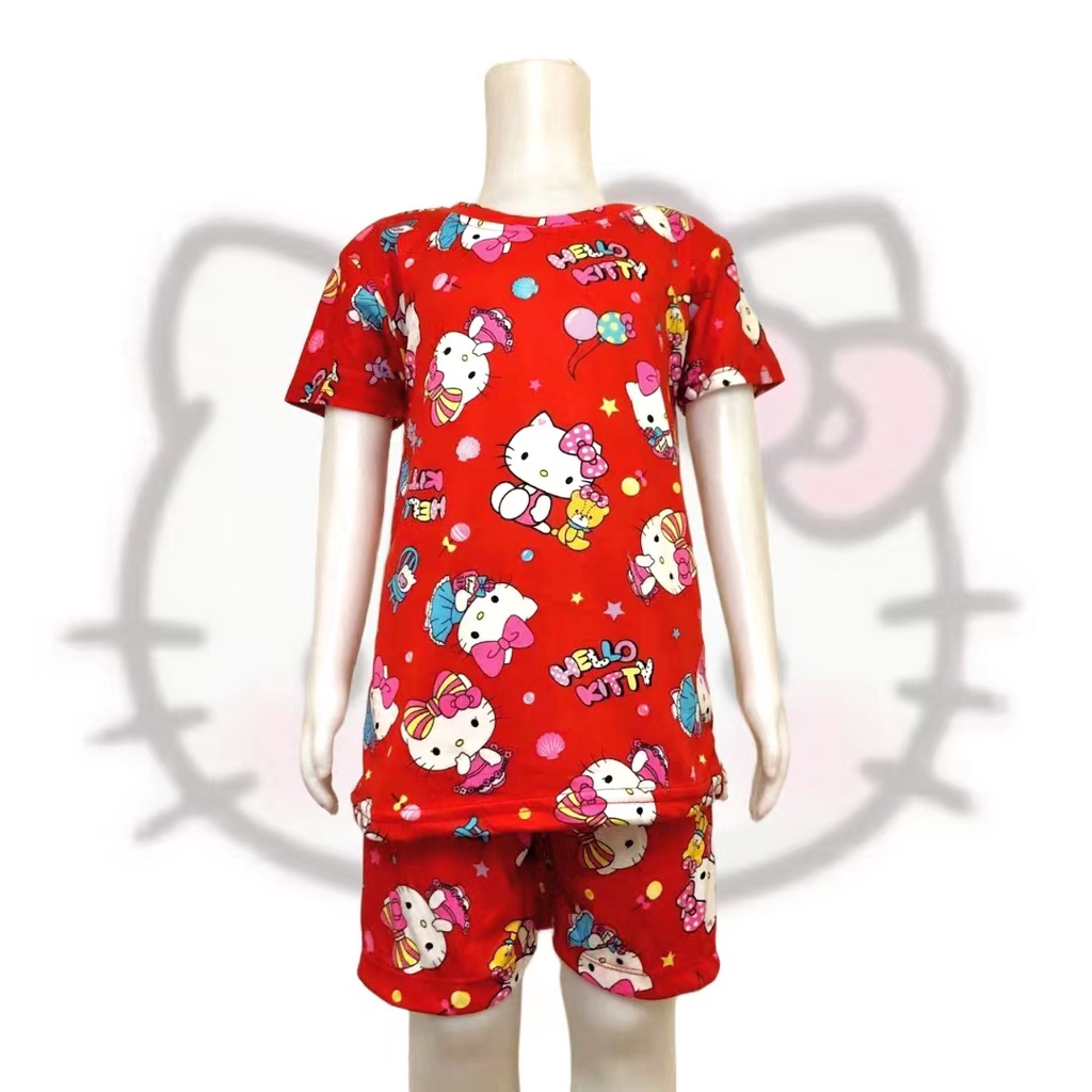 Hello Kitty Pambahay Terno Set T-shirt & Short For Kids FREESIZE (Can ...