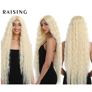Raising Synthetic Lace Front Wigs 40 Inch Super Long Deep Natural Wave Ombre Blond 613 Color Hair Wigs Fashion