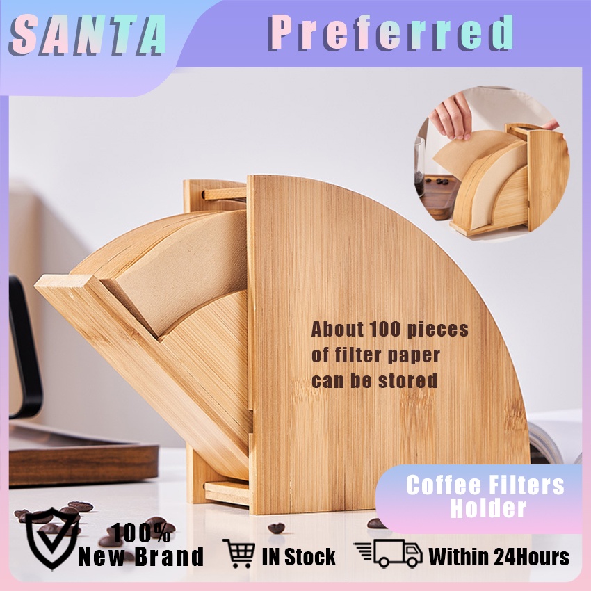 Wooden Coffee Filter Paper Storage Container Dustproof Hand Drip Coffee