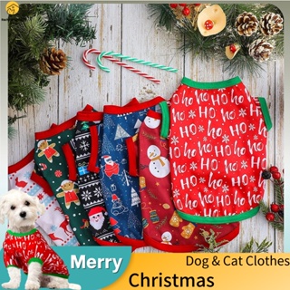 Christmas dog &cat clothes shirt vest Christmas accessories Cartoon Shirt  New Year puppy vest