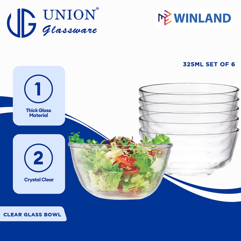 UNION GLASS Thailand Premium Clear Glass Bowl 325 ml 4.5 oz 4.5