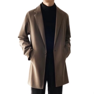 Coat Woolen Korean Version Mid-Length Windbreaker Suit Collar Loose Business Formal Wear X0317
