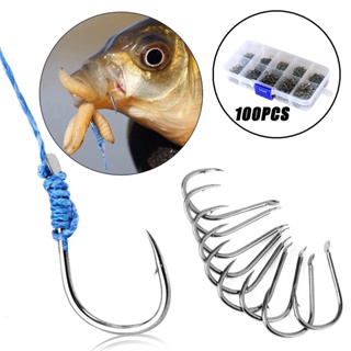 100Pcs Fishing Jig Hook Curve Handle For Fish Shrimp Carbon Steel Barbed Baitholder Tip Flattened GO