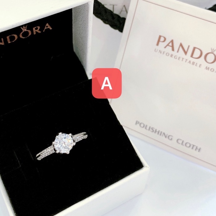 Pandora Ring With Box/Cloth/Paperbag Promise Ring 925 Silver Engagement Ring Adjustable Diamond Ring