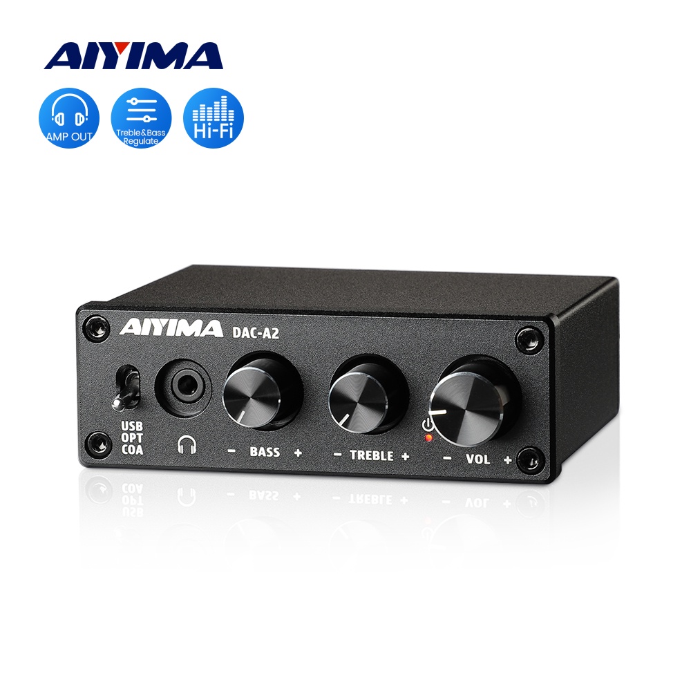 AIYIMA DACA2 Headphone Amplifier DAC with Bass Treble Controls PCUSB