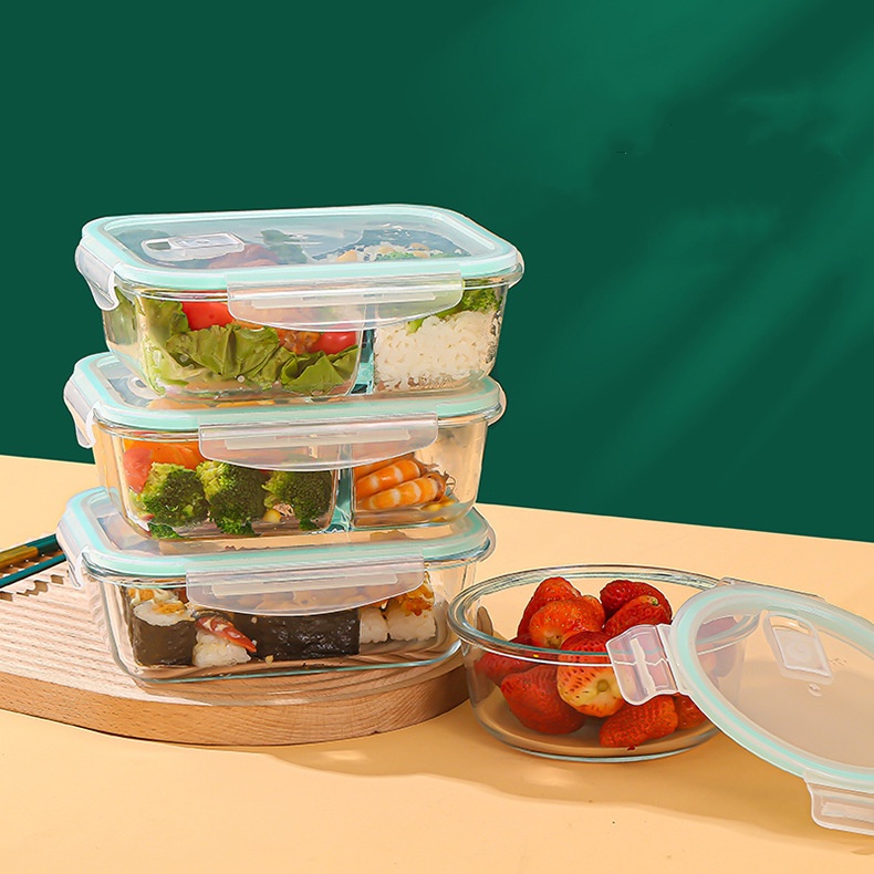 Glass Lunch Box Crisper Airtight Leakproof Microwavable Oven Lunch Box ...