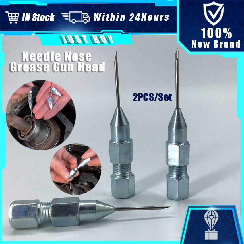 2Pcs Steel Needle Nose Grease Gun Head Nozzle Adaptor 8mm Needle Nose Grease Dispenser Shopee