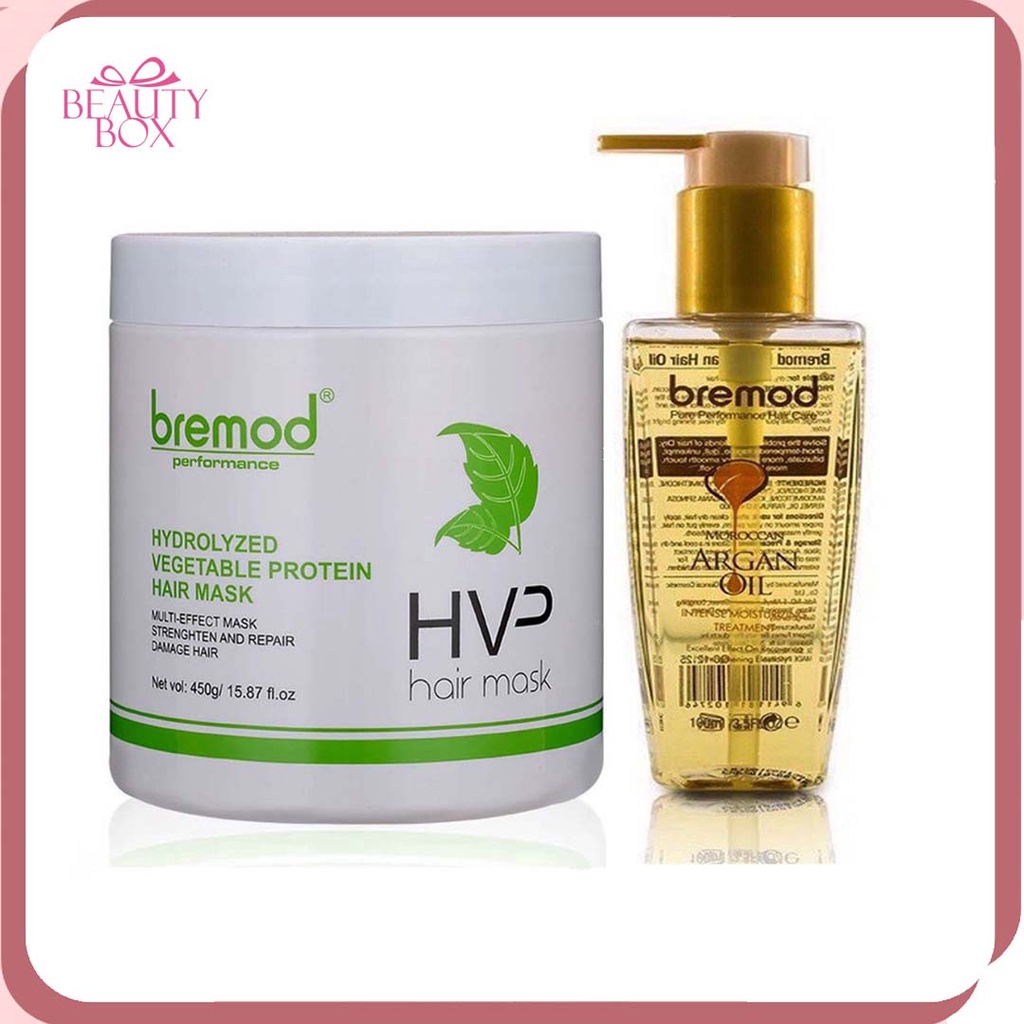 Bremod Protein Hair Mask 450g with Bremod Argan oil Serum 100ml Care