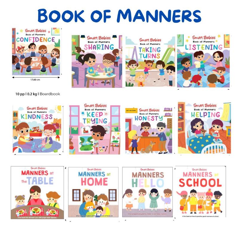 Smart Babies Good Manners Board Book for Toddlers Table, School, Home and Hello and many more