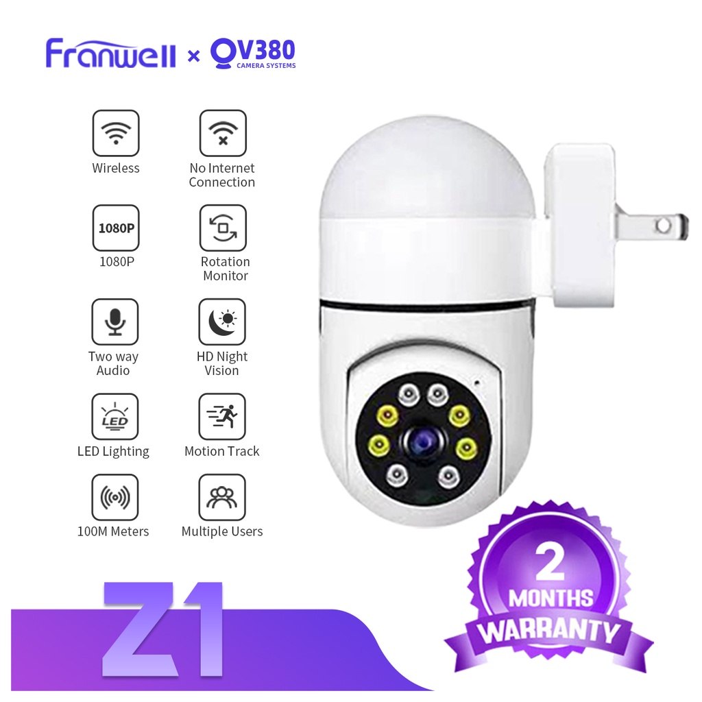 V380 Pro Z1 CCTV Bulb Camera 1080P Smart Security IP Cam 360 Degree 3D