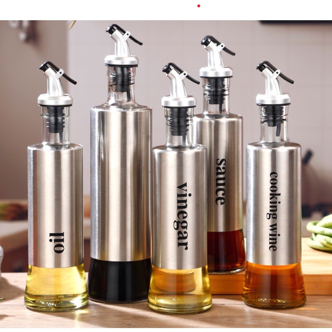 300Ml Olive Oil Dispenser Bottle Stainless Steel Vinegar Sauce Pourer