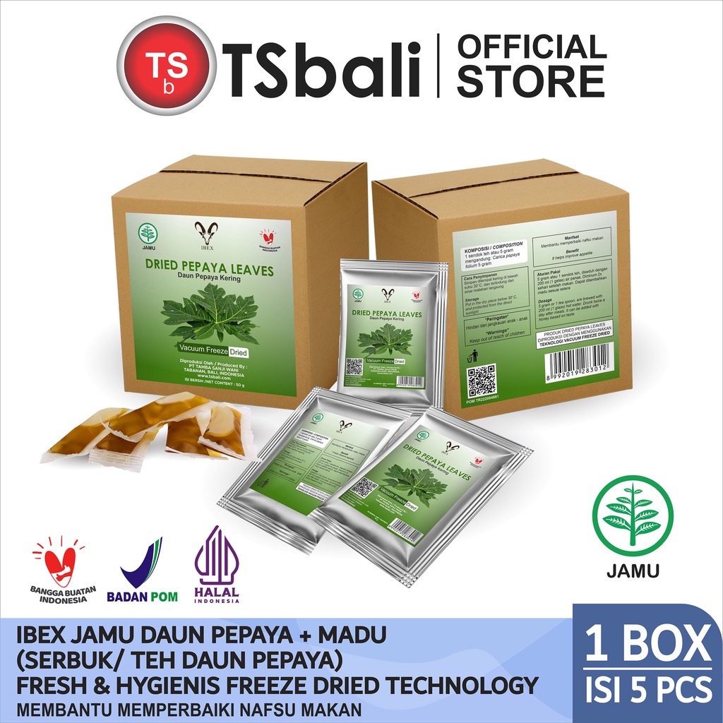 Ibex Papaya Leaf Tea Jamu/Original Fresh Papaya Leaf Powder (Freeze
