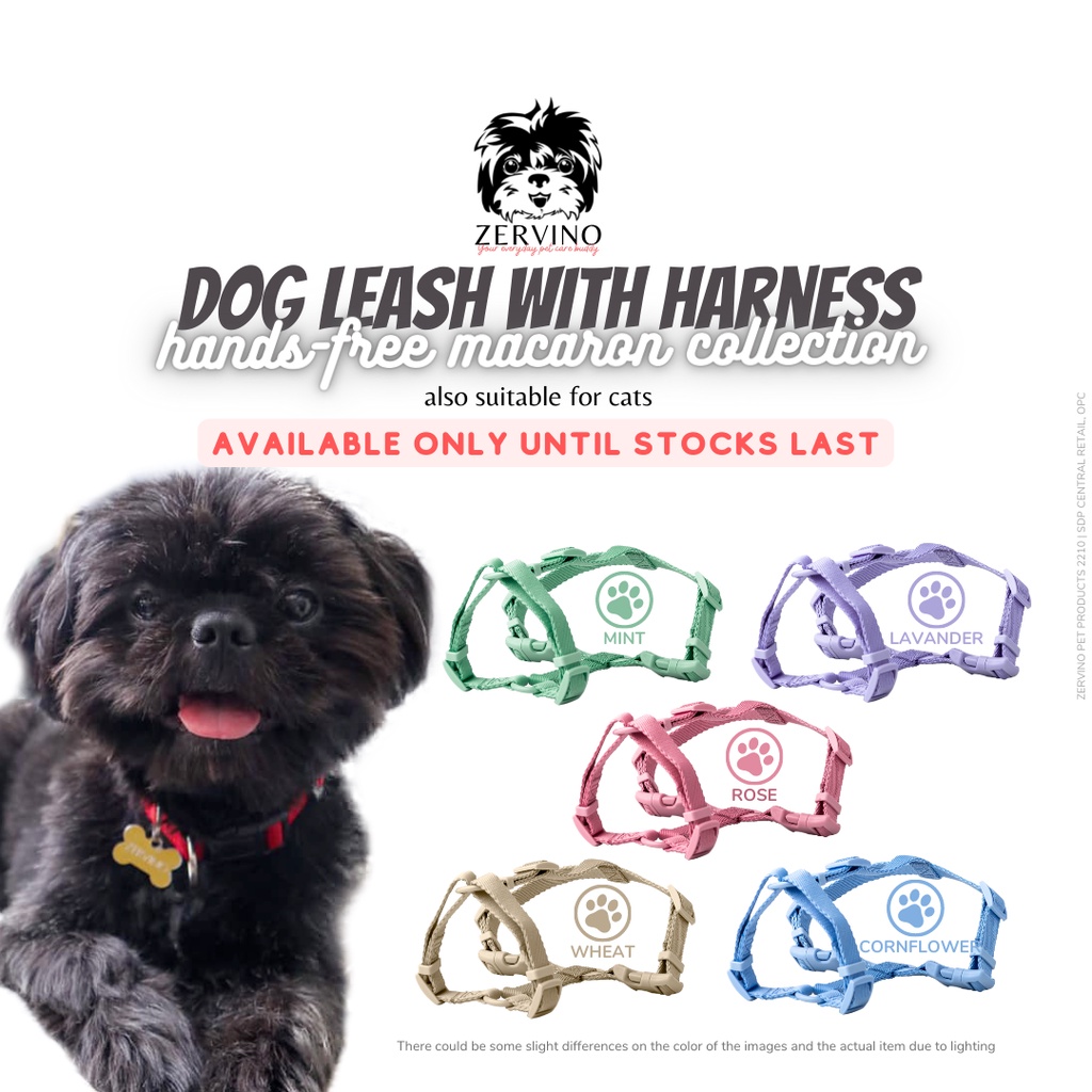 Dog Leash with Harness Hands Free Macaron Collection by Zervino