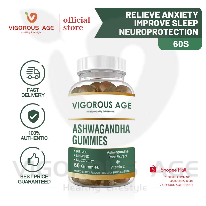 Vigorous Age Ashwagandha Gummies Healthy Gummies Improve Sleep Relief Anxiety Nutritional