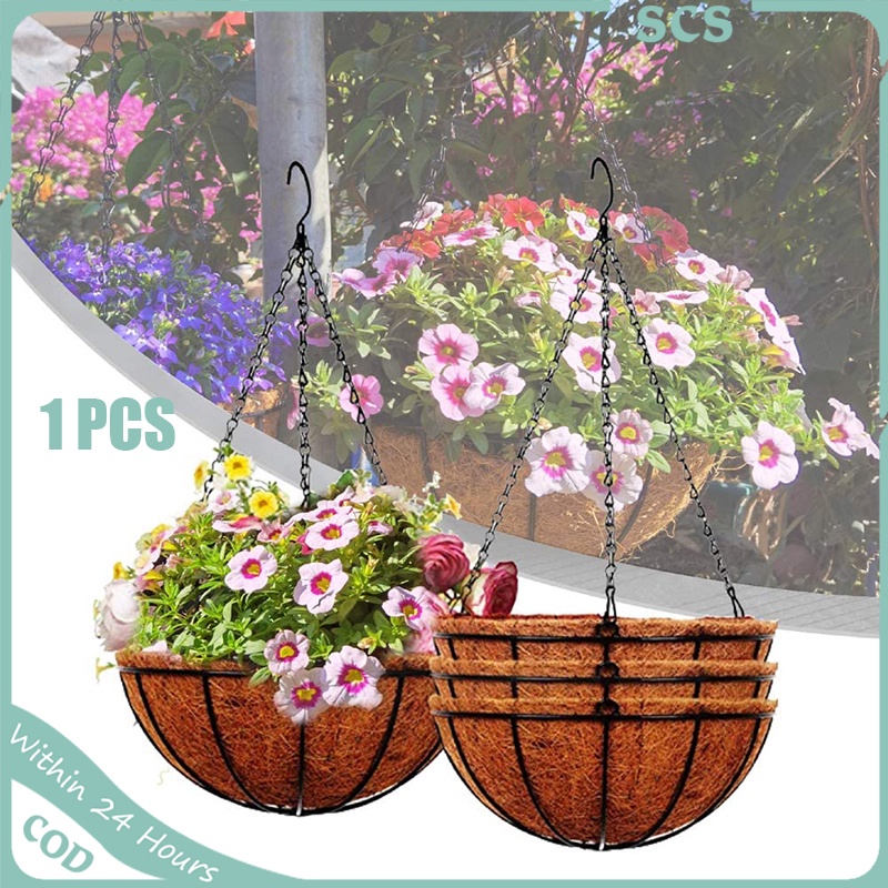 10" Metal Hanging Flower Pots Hanging Planters Plant Basket with Coco