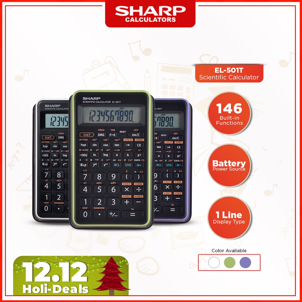 Sharp Calculators EL501T 146 BuiltIn Functions Scientific Calculator Green Shopee Philippines