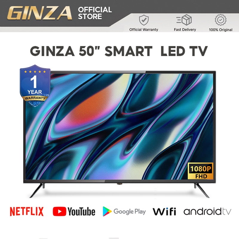 GINZA SMART TV 50 55 60 inches Android 9.0 TV Large inch 1080p 60hz